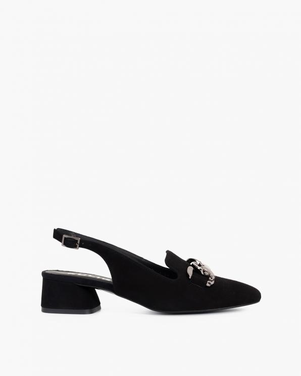 Czarne sandały damskie zamszowe z ozdobą  012-318-CZARNY