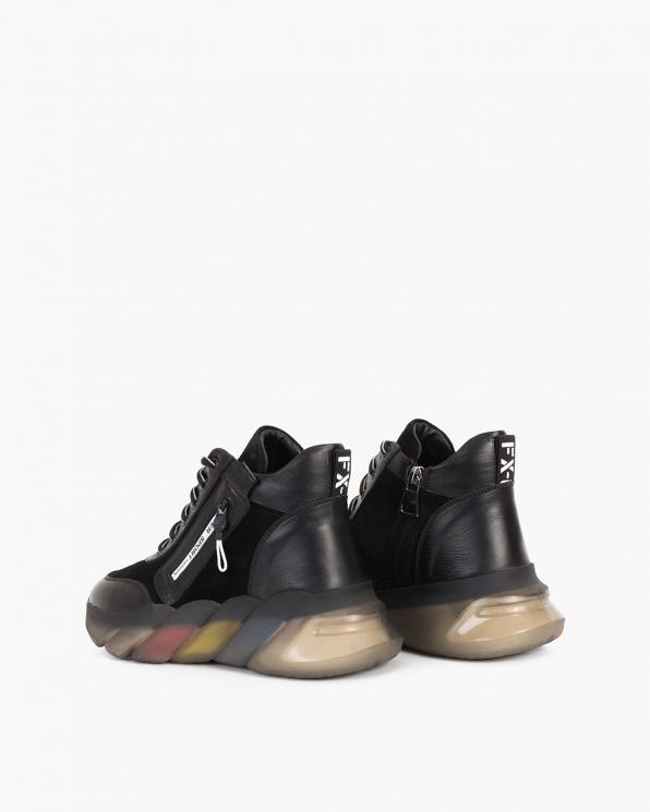 Czarne sneakersy skórzane z zamkiem  086-800-CZARNY