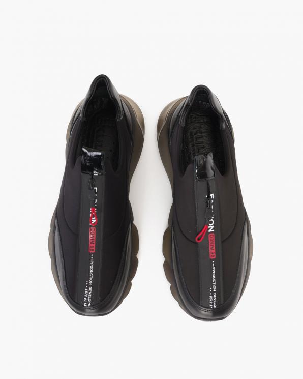 Czarne sneakersy materiałowe z lampasem  086-306-CZARNY
