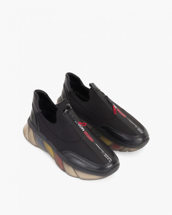 Czarne sneakersy materiałowe z lampasem  086-306-CZARNY