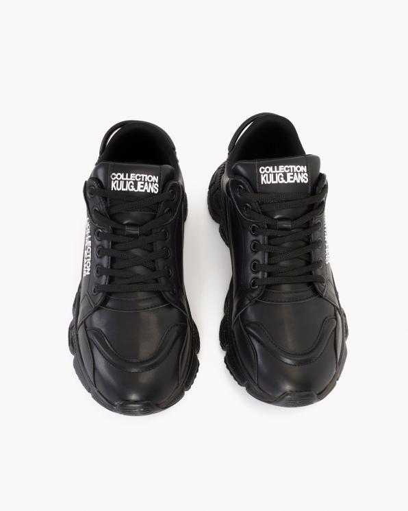Czarne sneakersy skórzane z napisami  083-P-8-CZARNY