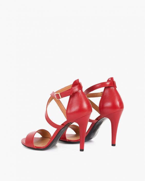 Czerwone sandały damskie skórzane na szpilce  029-8262-394