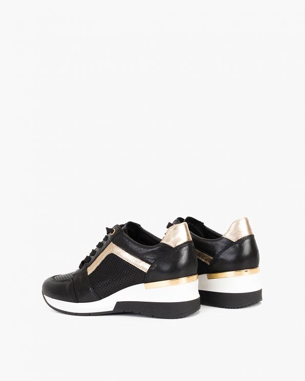 Czarno-złote sneakersy skórzane  024-3289-4671-11