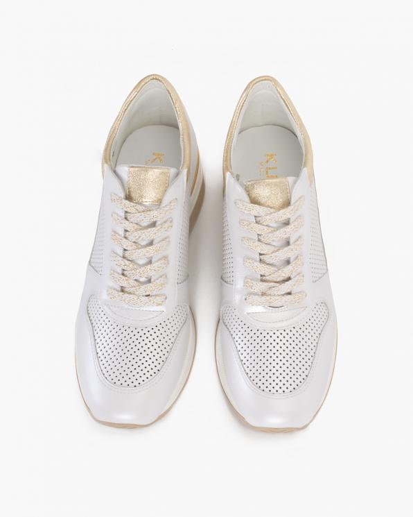 Biało-złote sneakersy skórzane  024-5089-1581-77