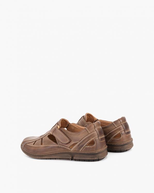 Ciemnobeżowe sandały męskie skórzane  071-854-CRZY-08
