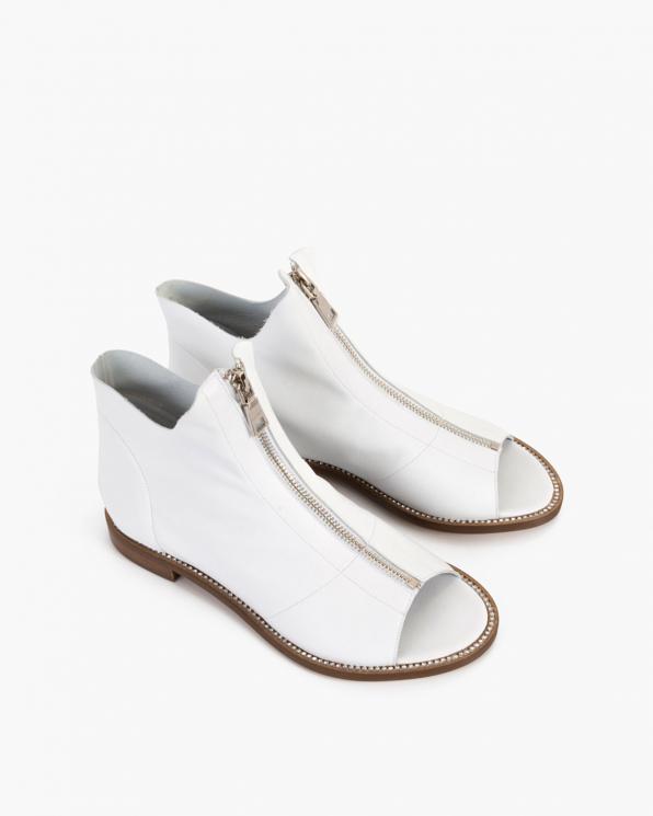 Białe sandały damskie skórzane saszki  130-5441-BIAŁY