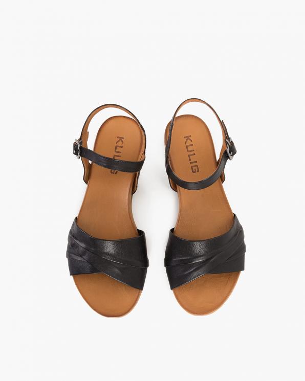 Czarne sandały damskie skórzane  103-02-0266-CZAR