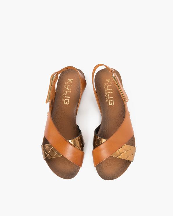 Brązowe sandały damskie skórzane  085-14104-BRĄZ