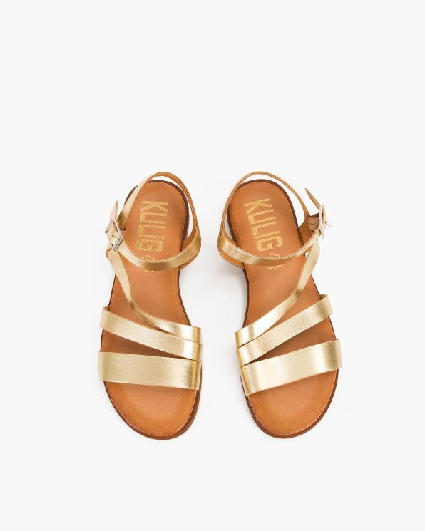 Złote sandały damskie skórzane  009-817-ZŁOTY