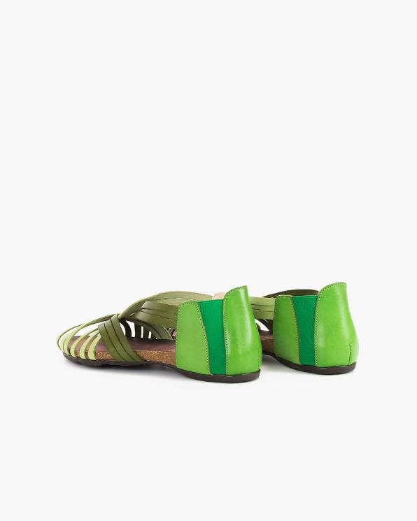 Wielokolorowe sandały damskie skórzane  009-4021-ZIELONY