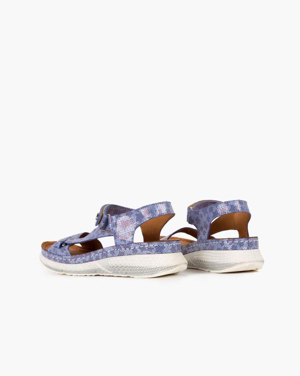 Niebieskie sandały damskie ze skóry nubukowej z motywem  043-555-NIEBIESK