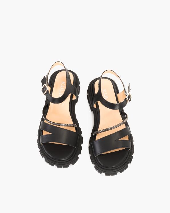 Czarne sandały damskie skórzane  108-1447-01