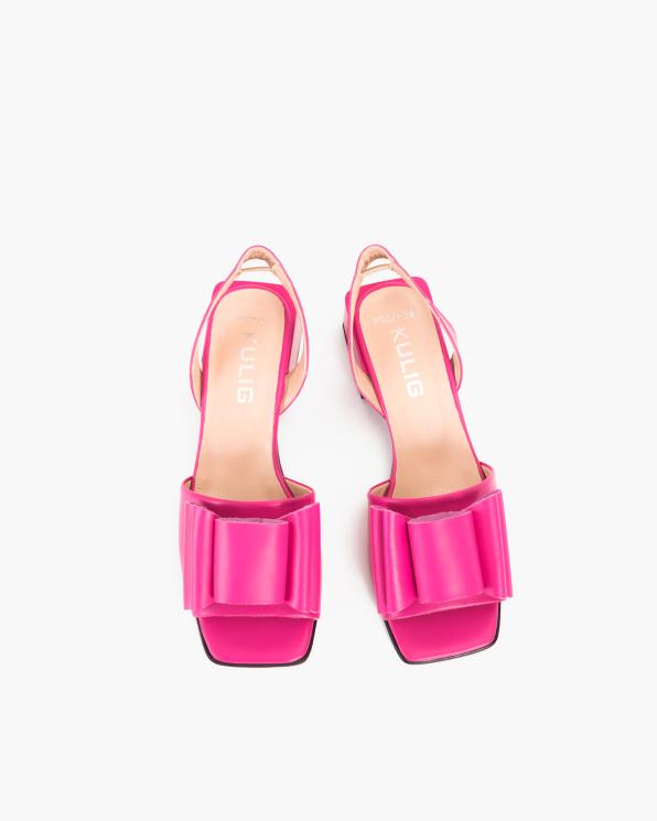 Różowe sandały damskie skórzane z kokardą  108-9008-1002