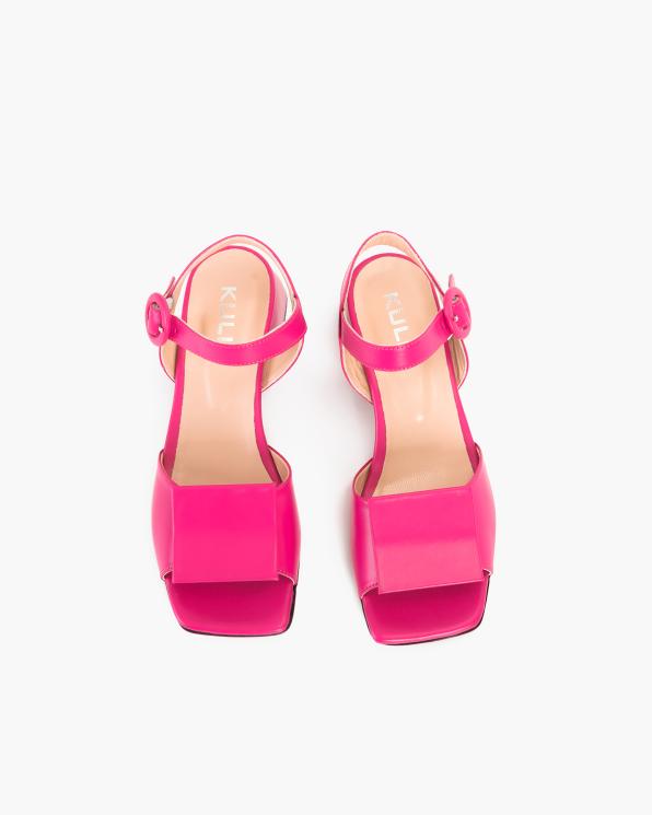 Różowe sandały damskie skórzane na klocku  108-2089-21