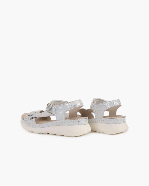 Białe sandały damskie nubukowe z napisami  043-555-BIAŁ-NAP