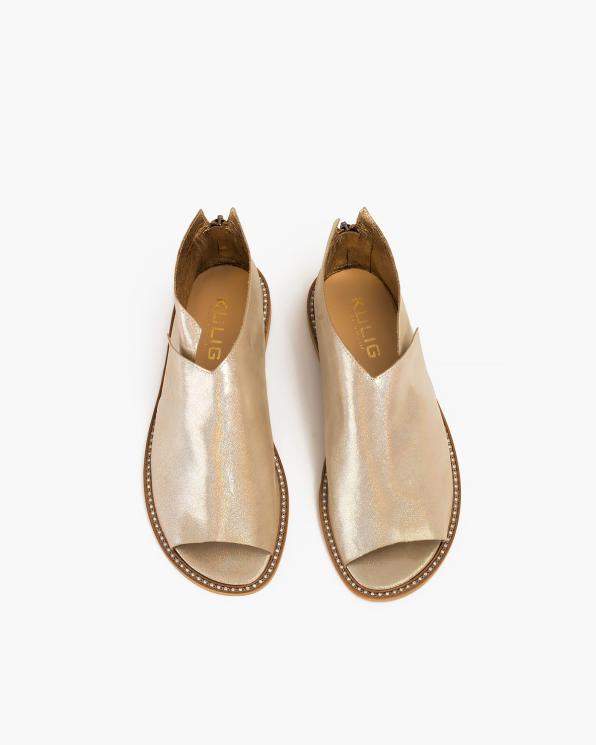 Złote sandały damskie nubukowe saszki  024-8679-4091