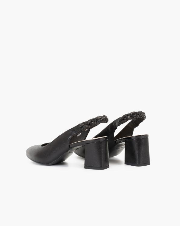Czarne sandały damskie skórzane na klocku  024-1999-4671