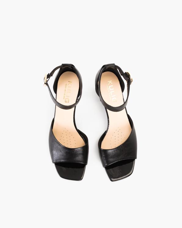 Czarne sandały damskie nubukowe na klocku  024-34402-4671