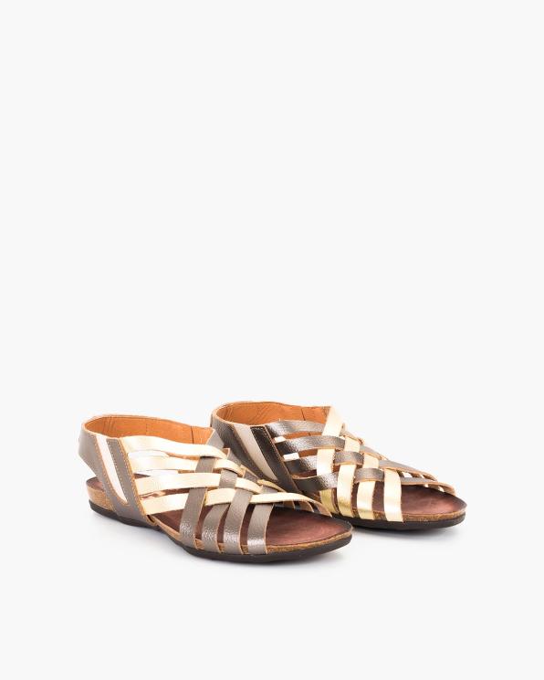Beżowo-złote sandały damskie skórzane  009-1011-ZŁOTO