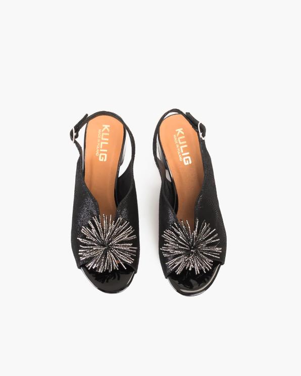 Czarne sandały damskie nubukowe z frędzlami  058-8117-S-24
