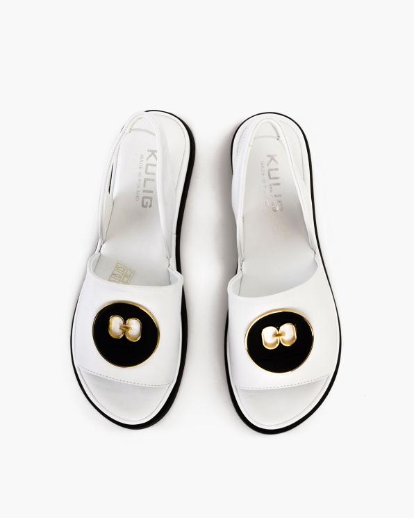 Białe sandały damskie ze skóry licowej  108-745-BIAŁY