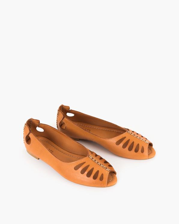 Rude baleriny damskie ażurowe ze skóry licowej peep toe  145-700-RUDY