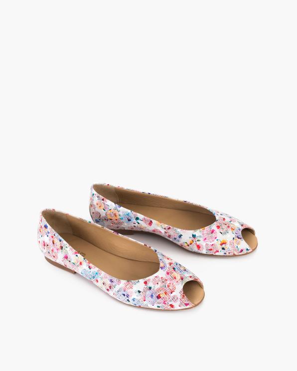 Wielokolorowe baleriny ażurowe ze skóry naturalnej peep toe  148-904769-KWIAT