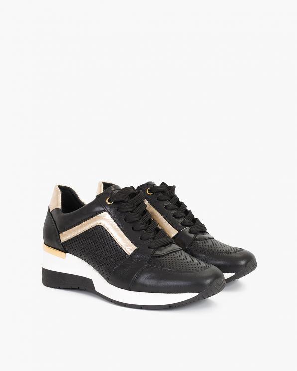 Czarno-złote sneakersy skórzane  024-3289-4671-11