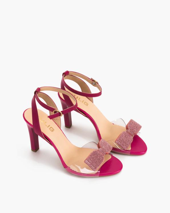 Różowe sandały damskie żelowe z kokardą  124-7252-FUKSJA