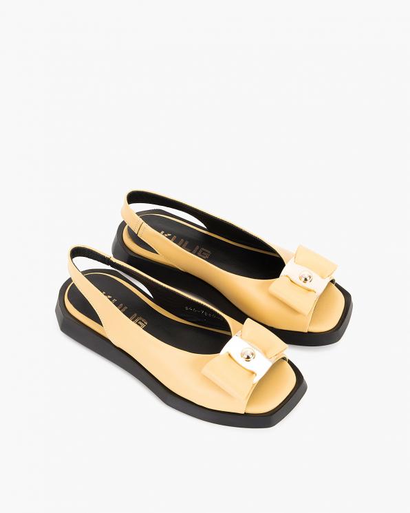 Żółte sandały skórzane z kokardą  108-7860-51
