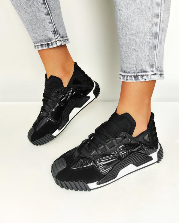 Czarne sneakersy ortalionowe  083-119-CZARNY