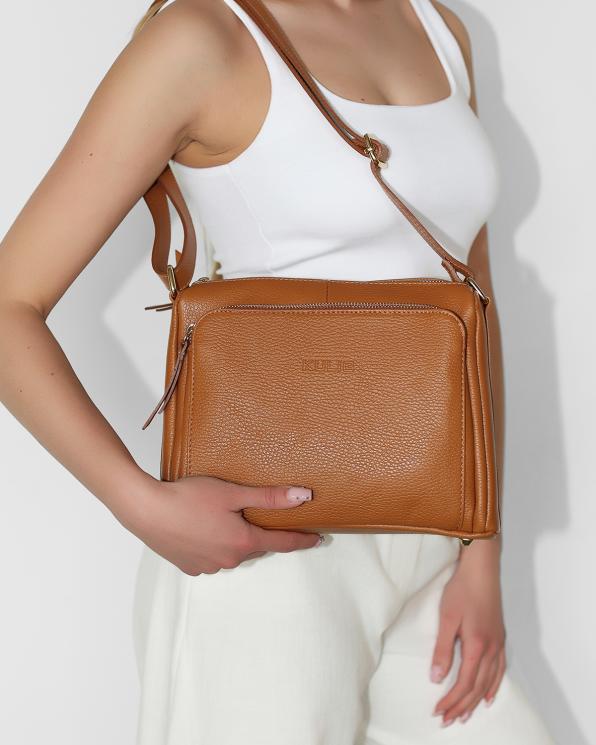 Ruda torebka damska skórzana na ramię 107-11-RUDY