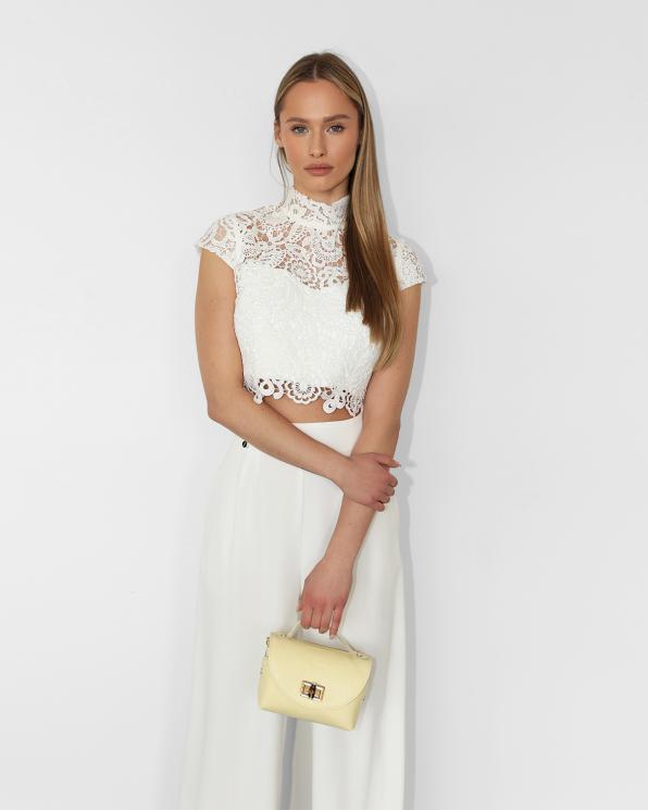 Cytrynowa mała torebka damska skórzana do ręki 107-16-ŻÓŁTY