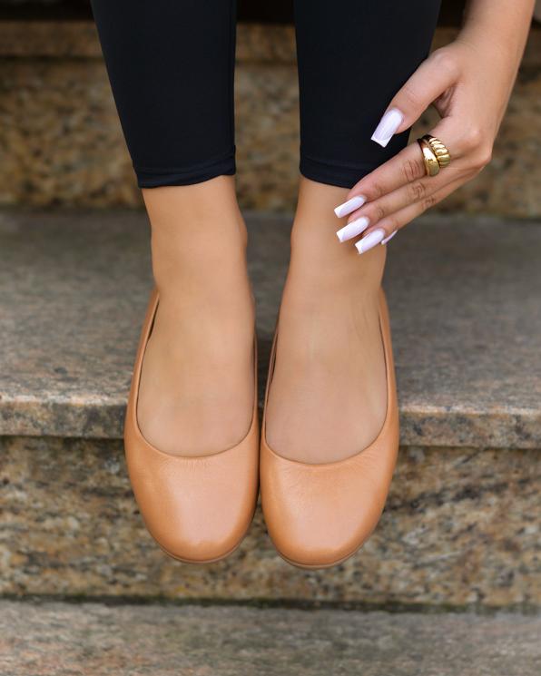 Rude baleriny damskie skórzane na niskim obcasie 148-96119-RUDY