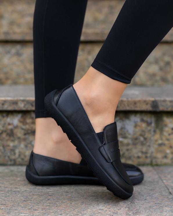 Czarne mokasyny damskie barefoot ze skóry licowej 148-34062-CZARNY