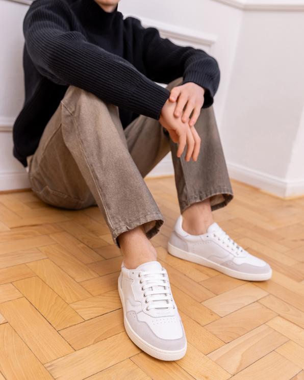 Białe półbuty sportowe męskie skórzane 151-3142-1-BIAŁY