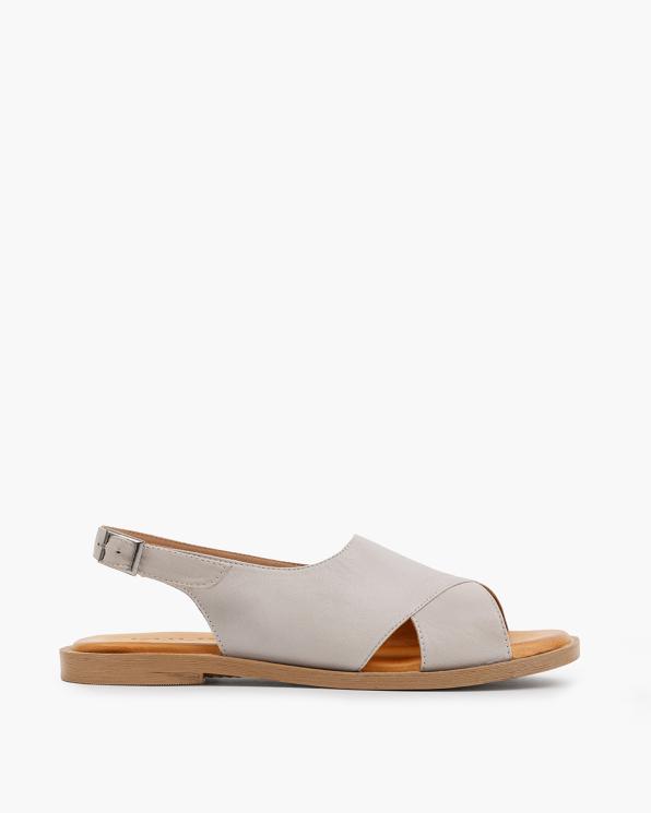 Szare sandały damskie skórzane na niskim obcasie 145-103125-SZARY