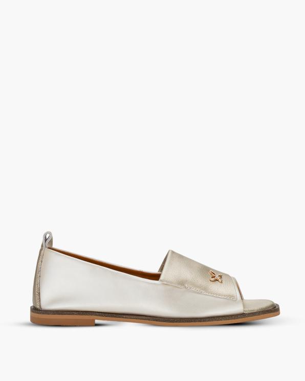 Złote baleriny damskie z naturalnej skóry licowej open toe 139-79391-ZŁOTY