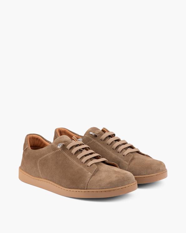 Beżowe adidasy damskie ze skóry zamszowej 165-85872-VIZONE