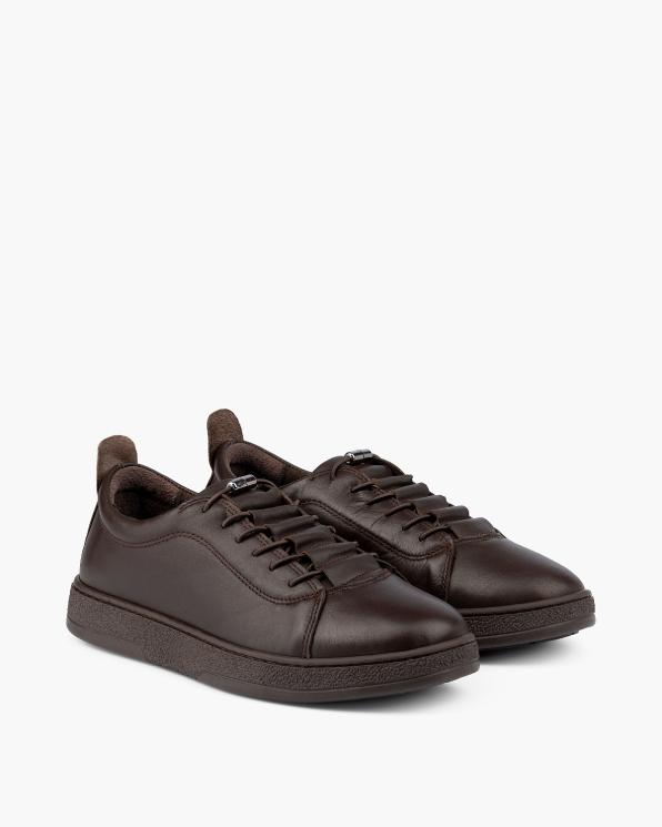 Czekoladowe adidasy damskie ze skóry licowej 165-0306-BRĄZ
