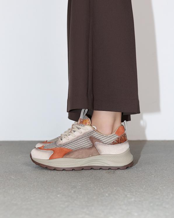 Wielokolorowe adidasy damskie skórzane 139-32389-BEŻ