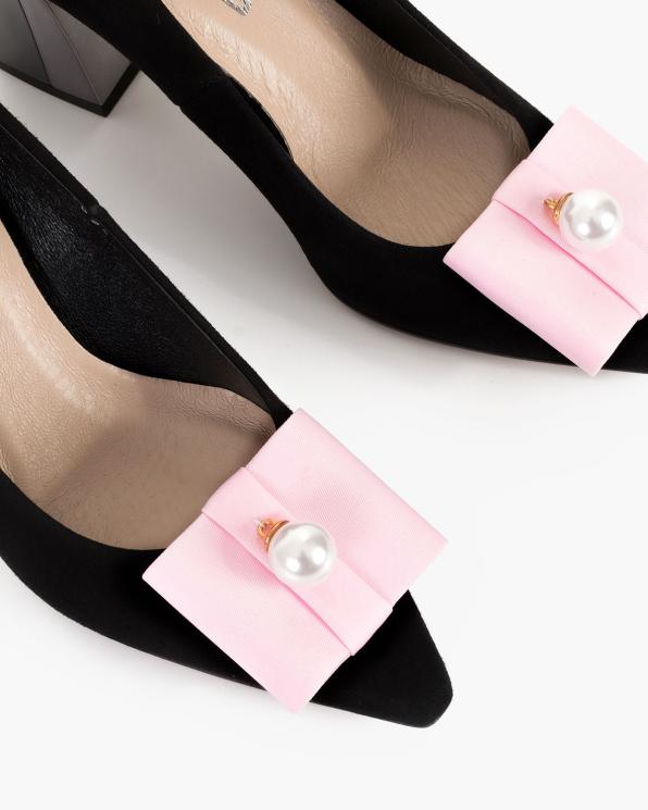 Różowe kokardy do butów z perłą  COQ-1063
