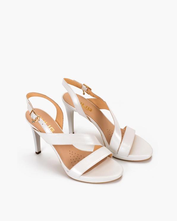 Białe sandały damskie skórzane na szpilce  024-32402-9241