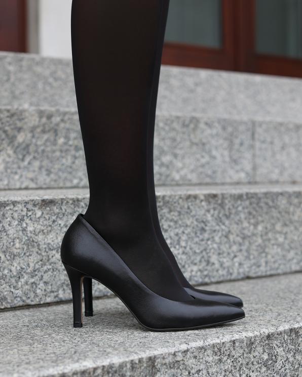 Czarne czółenka damskie skórzane na wysokiej szpilce 034-3258-CZAR-LI
