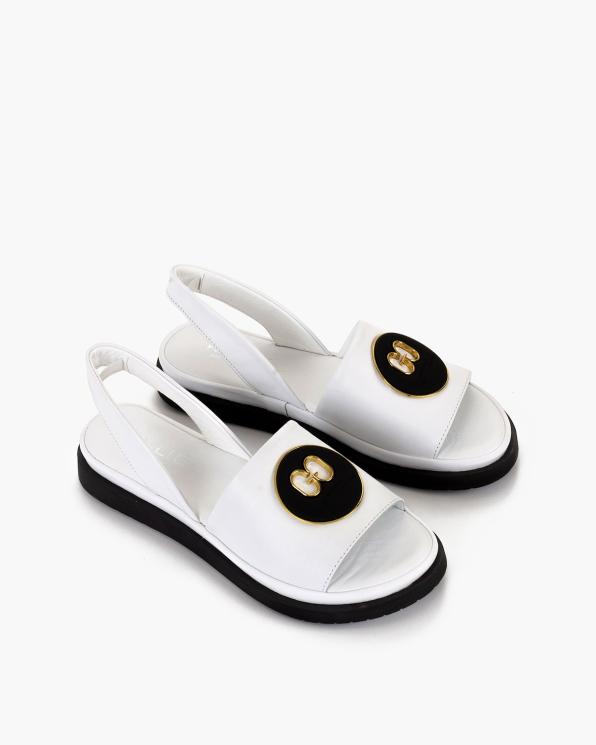 Białe sandały damskie ze skóry licowej  108-745-BIAŁY